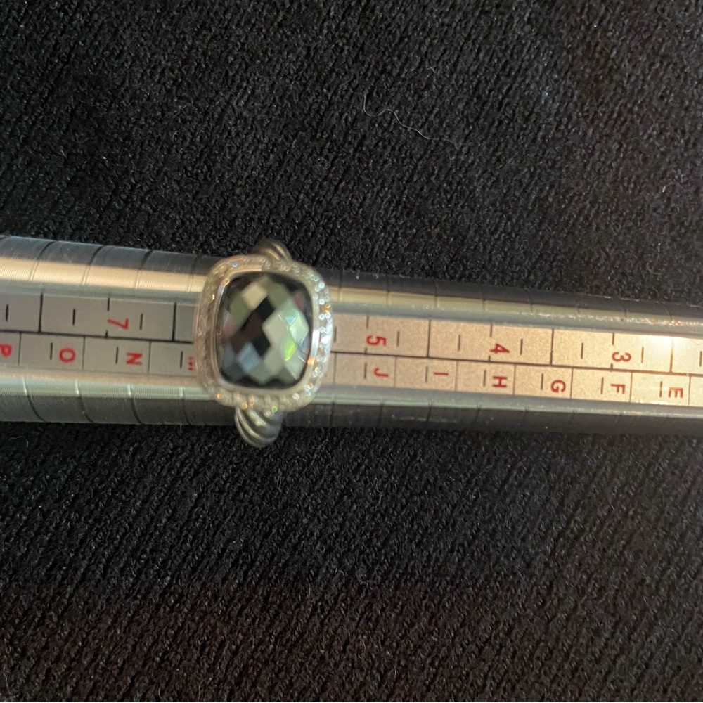 David Yurman Silver Cable Ring with Hematite and diamonds - Picture 5 of 5
